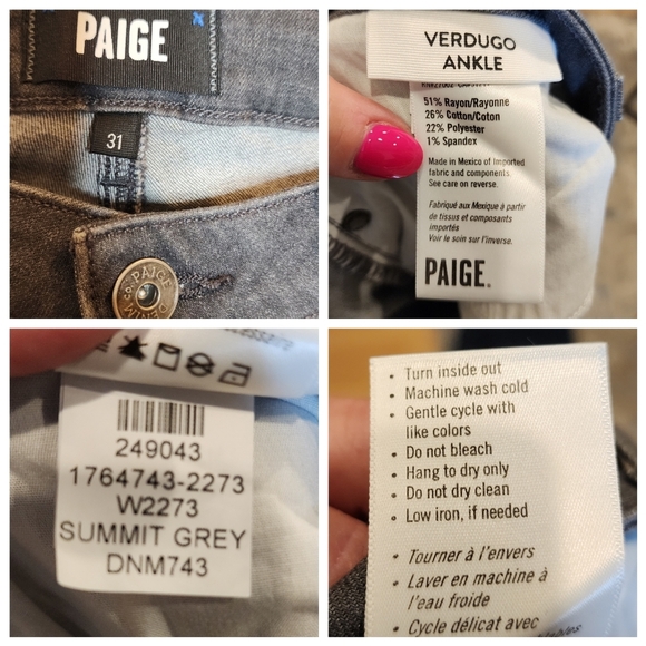 NWT Paige Verdugo skinny ankle grey stretch jeans.  Women's size 31 or 12 - Picture 3 of 14